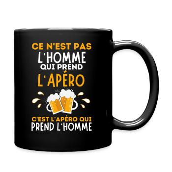Homme bière apéro apéritif - Mug uni - noir - Droite