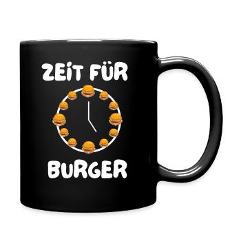 Zeit für Burger Hamburger Cheesburger - Tasse einfarbig - Schwarz - Rechts