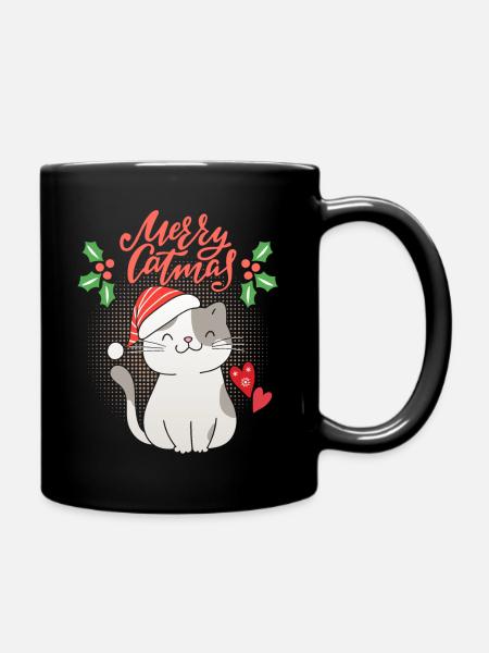 Noël avec drôle de chat, Merrry-Catmas, jeu de mots - Mug uni - noir