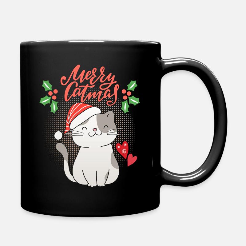 Noël avec drôle de chat, Merrry-Catmas, jeu de mots - Mug uni - noir