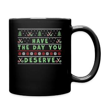 Have The Day You Deserve Vintage Christmas Tree - Full Colour Mug - black - Right