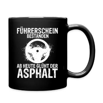 Fahrprüfung Bestanden Führerschein Autofans Fahran - Tasse einfarbig - Schwarz - Rechts
