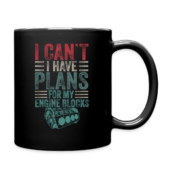 Ich kann keine Pläne für meine Motorblöcke Vintage haben - Tasse einfarbig - Schwarz - Rechts
