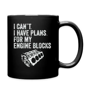 Ich kann keine Pläne für meine Motorblöcke Vintage haben - Tasse einfarbig - Schwarz - Rechts