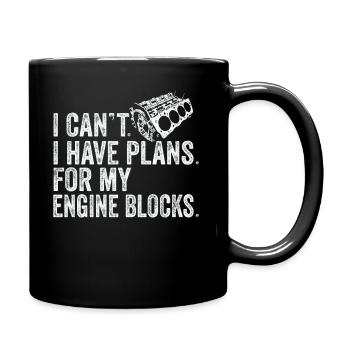 I Cant I Have Plans For My Engine Blocks Vintage - Full Colour Mug - black - Right