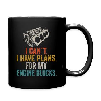 Ich kann keine Pläne für meine Motorblöcke Vintage haben - Tasse einfarbig - Schwarz - Rechts