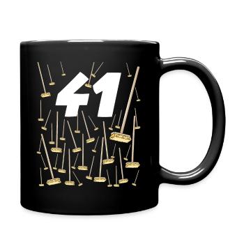 41 Besen Humor Geburtstag Mann oder Frau - Tasse einfarbig - Schwarz - Rechts
