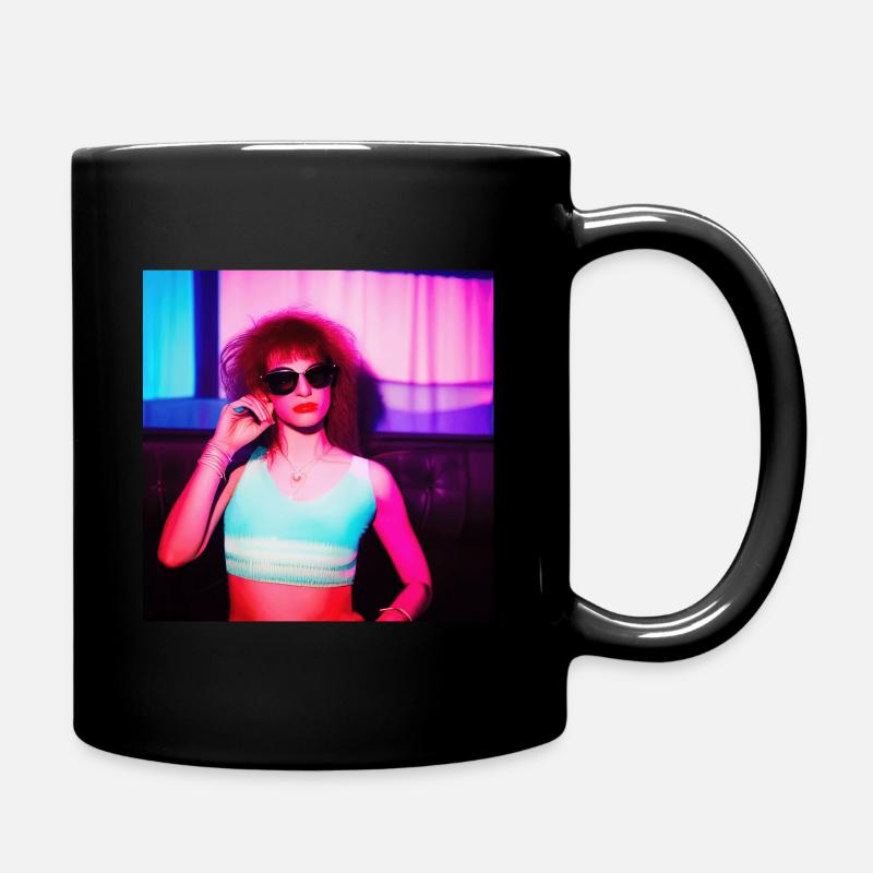 Retrowave Synthwave 80s Character Design - Tasse einfarbig - Schwarz