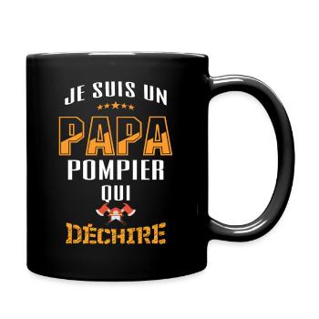 je suis un papa pompier qui déchire - Mug uni - noir - Droite
