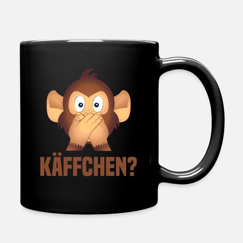 Käffchen? Lustiger Affe - Tasse einfarbig - Schwarz