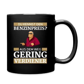 Kapitalismus T-Shirt Geringverdiener Millionär - Tasse einfarbig - Schwarz - Rechts