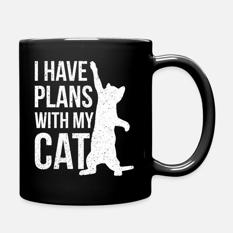 I have plans with my cat - Full Colour Mug - black