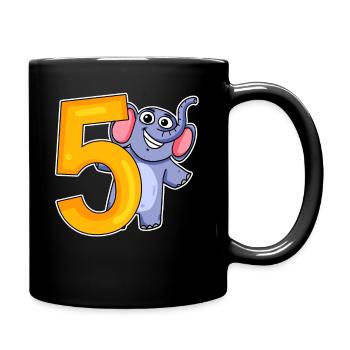 5 Jahre alt - 5 Geburtstag mit Tier Motiv - Tasse einfarbig - Schwarz - Rechts