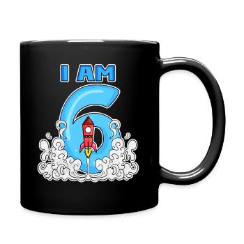 6ème anniversaire - 6 ans Jeune astronaute de fusée - Mug uni - noir - Droite