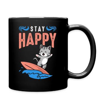 Restez heureux - Mug uni - noir - Droite