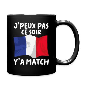 J'peux Pas Match Cadeau Drapeau France Supporter - Mug uni - noir - Droite
