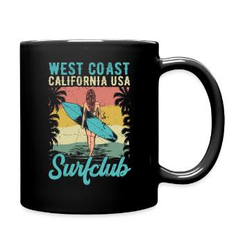 West Coast California USA Surf Club - Tasse einfarbig - Schwarz - Rechts
