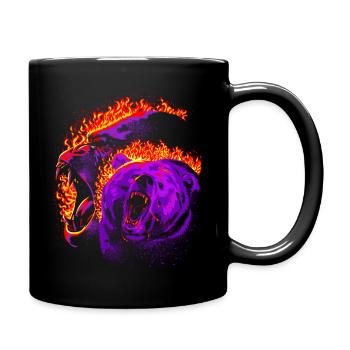 Gorille et grizzli en feu - Mug uni - noir - Droite