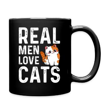 Real Men Love Cats - Full Colour Mug - black - Right