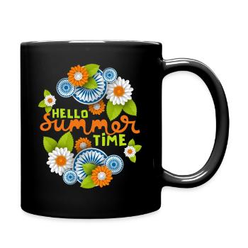 Summer Summer, 3d, Flower Typography Saying - Full Colour Mug - black - Right