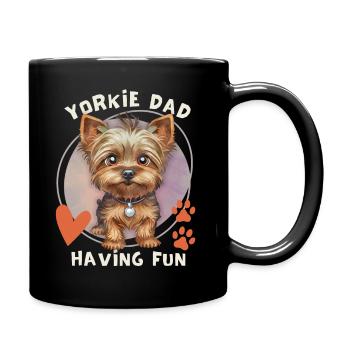 Yorkshire Terrier, Yorkie, Yorkie-Dad Spruch - Tasse einfarbig - Schwarz - Rechts