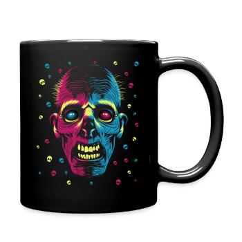 Farbenfroher Zombie - Tasse einfarbig - Schwarz - Rechts