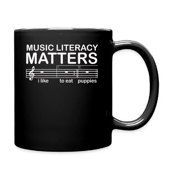 Music Literacy Matters, I Like To Eat Puppies - Full Colour Mug - black - Right