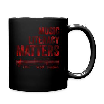 La littératie musicale compte, j’aime manger des chiots - Mug uni - noir - Droite
