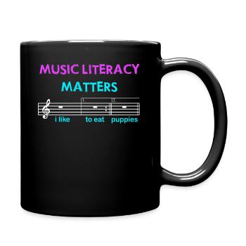 Music Literacy Matters, I Like To Eat Puppies - Full Colour Mug - black - Right