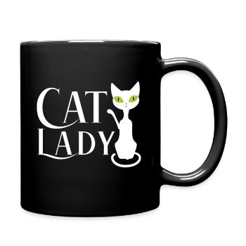 Cat woman with green eyes - Full Colour Mug - black - Right