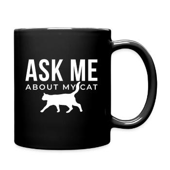 Posez-moi des questions sur mon chat - Mug uni - noir - Droite