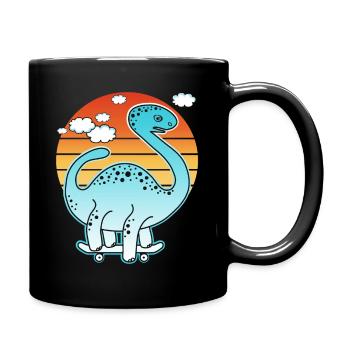 Brontosaurus Dinosaurier beim Skateboard fahren! - Tasse einfarbig - Schwarz - Rechts
