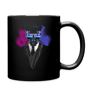 Feline Techno - Tasse einfarbig - Schwarz - Rechts