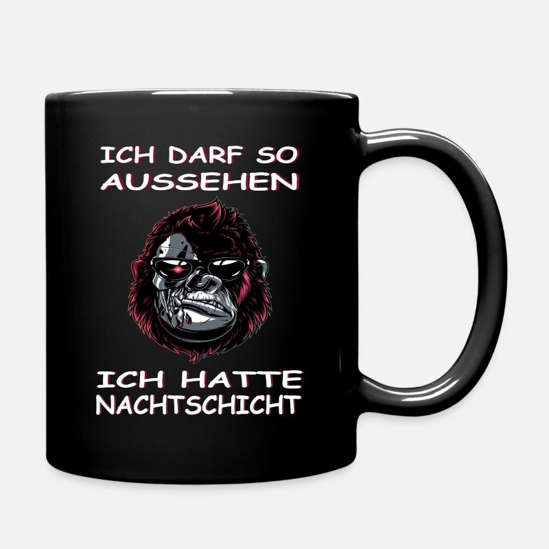 Nachtschicht deutsch Gorilla - Tasse einfarbig - Schwarz