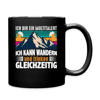 Ich bin ein Multitalent, Wandern und Bier trinken - Tasse einfarbig - Schwarz - Rechts