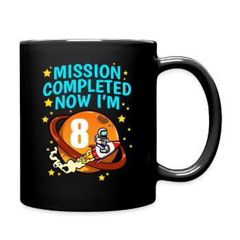Space 8th Birthday Astronaut Planets Rocket Ship - Full Colour Mug - black - Right