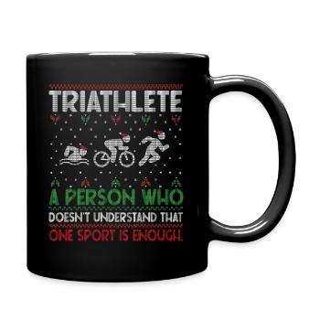 Triathlète de triathlon - Natation- Cyclisme-Course à pied - Mug uni - noir - Droite
