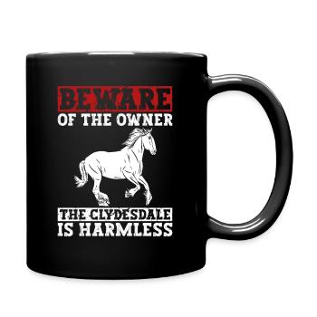 Clydesdale Reiter Pferd - Full Colour Mug - black - Right