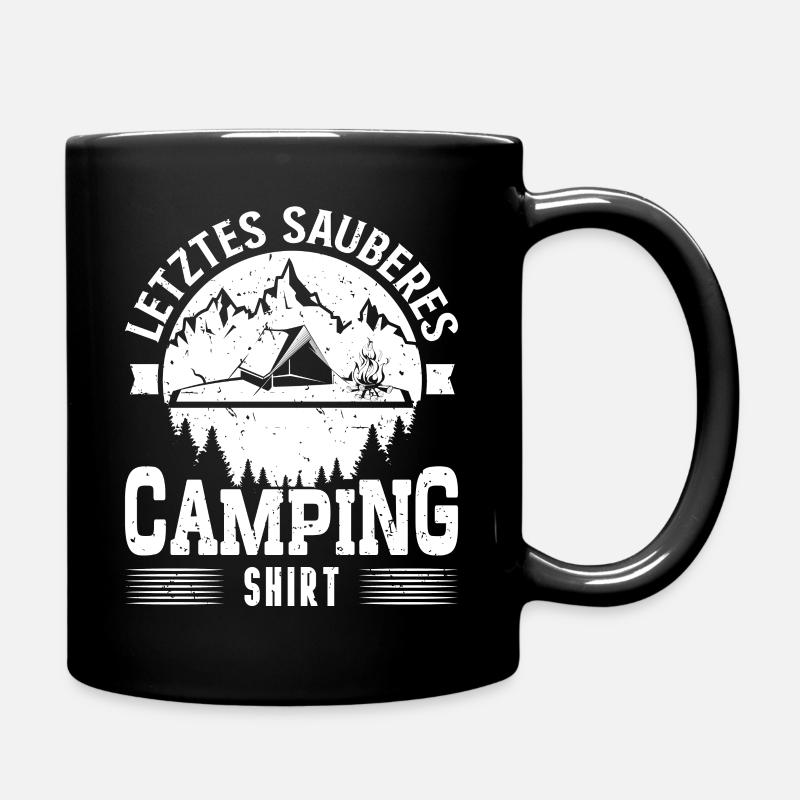 letztes sauberes Camping Shirt - Tasse einfarbig - Schwarz