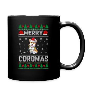 Chien de Noël moche - Happy Corgmas - Mug uni - noir - Droite