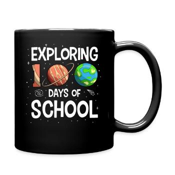 100 Days of School Space Planet Astronaut - Full Colour Mug - black - Right