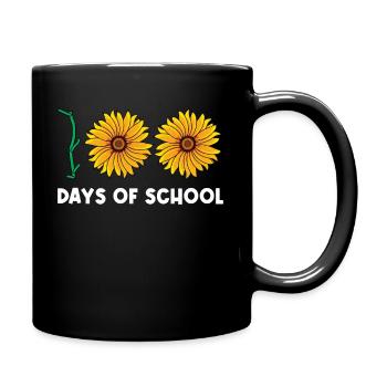100 Days of School Sunflowers with Flowers School - Full Colour Mug - black - Right