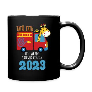 Großer Bruder 2023 Giraffe Baby Ankündigung - Tasse einfarbig - Schwarz - Rechts