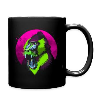 Psychedelischer Pavian - Tasse einfarbig - Schwarz - Rechts