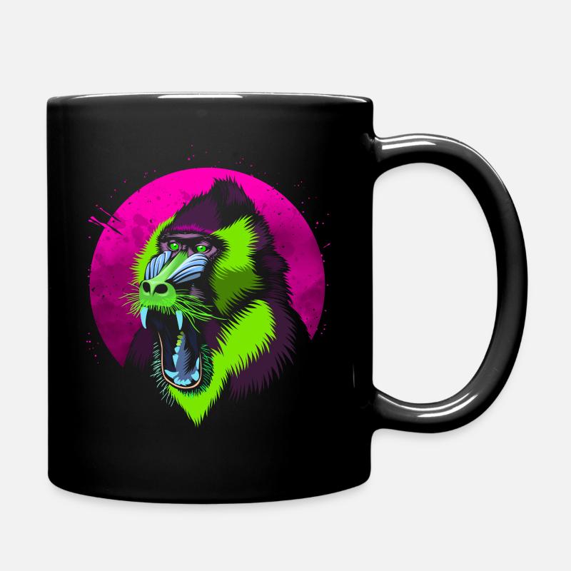 Psychedelic baboon - Full Colour Mug - black