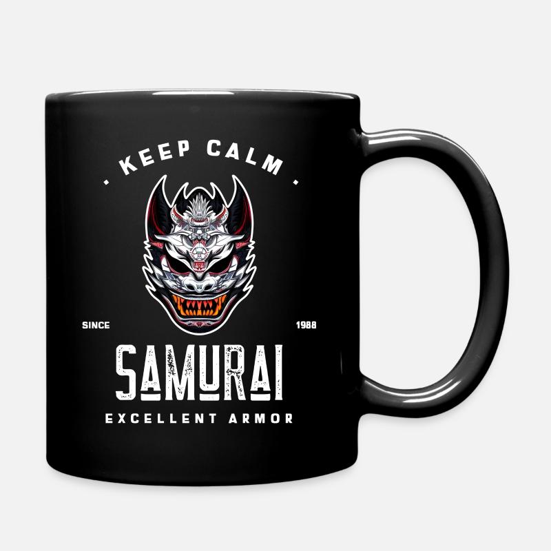 keep calm samurai since 1988 excellent armor - Full Colour Mug - black