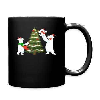 Famille d’ours polaires décorant l’arbre de Noël - Mug uni - noir - Droite