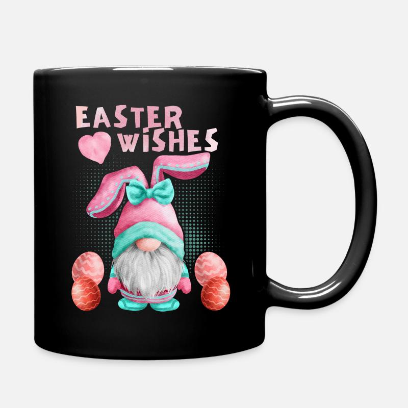 Ostern, Gnom-Zwerg mit Osterei, lustiger Gnom - Tasse einfarbig - Schwarz