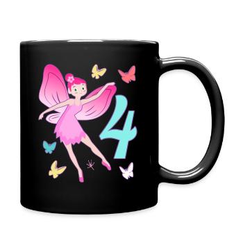 Fée 4ème anniversaire fille 4 ans Petites fées - Mug uni - noir - Droite