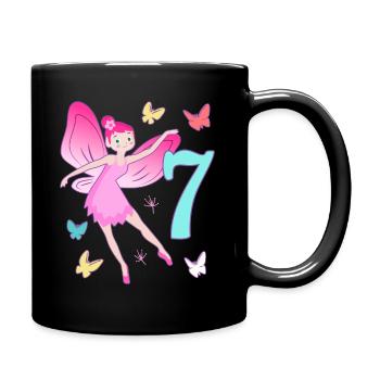 Fairy 7th birthday girl 7 years old Little fairies - Full Colour Mug - black - Right